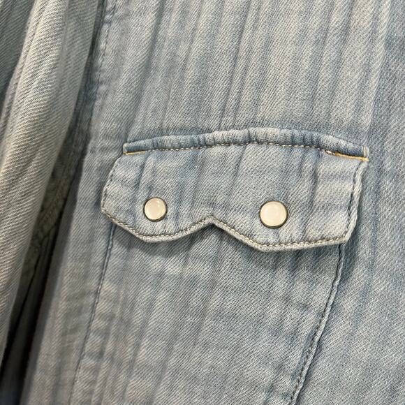 Free People Cinderella Story Shirtdress Size S Blue Denim Gauze Button Front - Picture 7 of 13